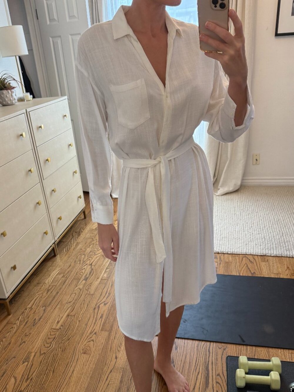 L*SPACE White Belted Shirt Dress / Swim Cover-Up